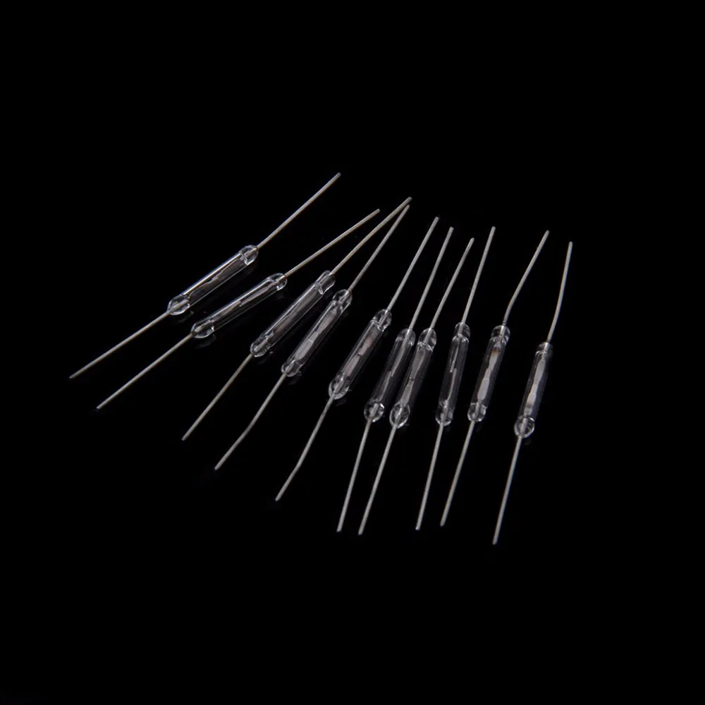 10 Pcs 2x14mm Reed Switch Normally Open Magnetic Induction Switches Electromagnetic N/O Active Components Sensors Z25 Drop ship