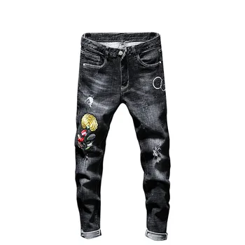 

DOUDOULU Fashion Men's Casual Personality Printing Slim Fit male denim jeans men Pants jeans stretch men Plus Size #CL30