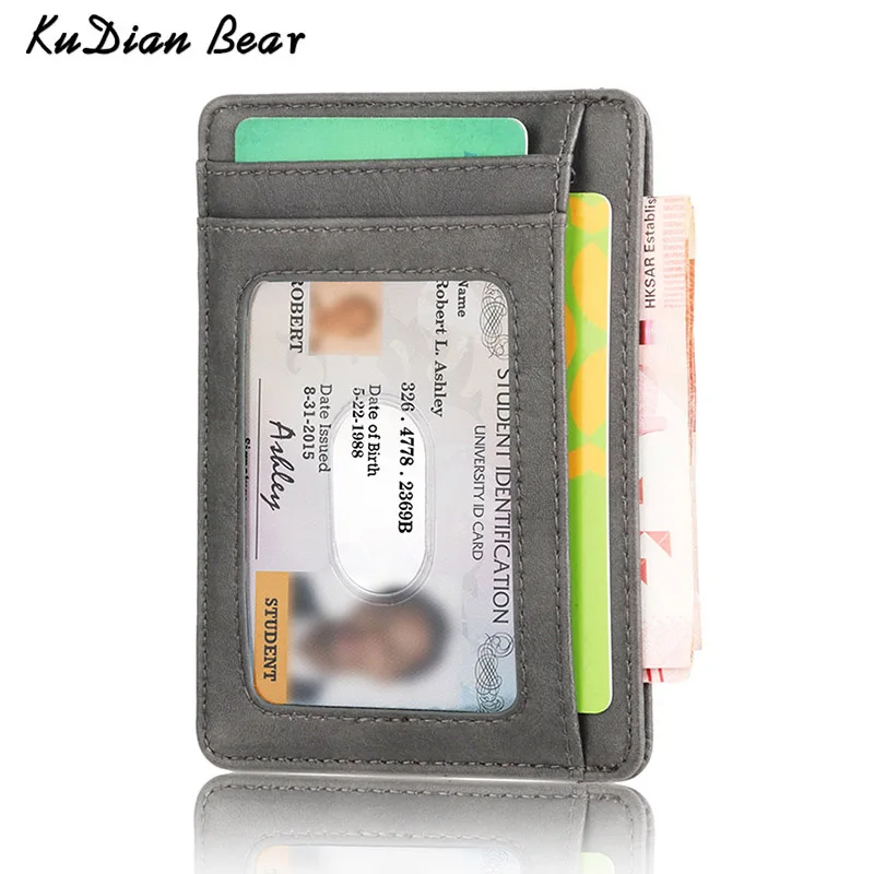 KUDIAN BEAR Rfid Винтажный Мужской кошелек, мини кредитный держатель для карт, бизнес бренд, мужские кошельки, кошелек billetera hombre BID251 PM49