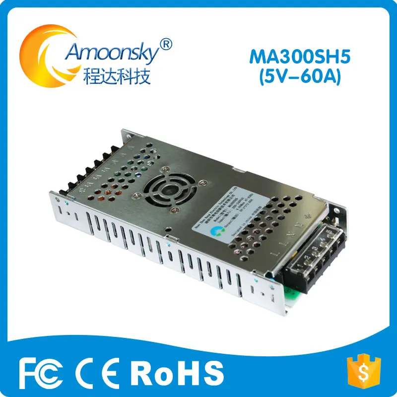 

MA300SH5 led display power 200-240VAC Input, 5V 60A 300W Output for high-definition and fidelity graphics screen wall display p3
