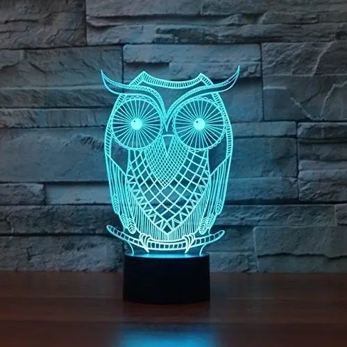 Hot Table/Desk Gift New 3D Visual Owl Shape Led Night Light Acrylic 7 Colors Change Table Lamp | Освещение