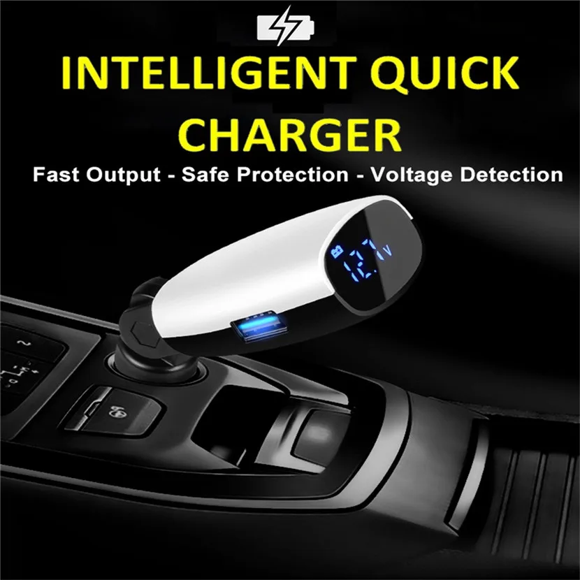 4 In 1 Dual USB Fast Car Charger Adapter Voltage DC 5V 3.1A Tester LED
