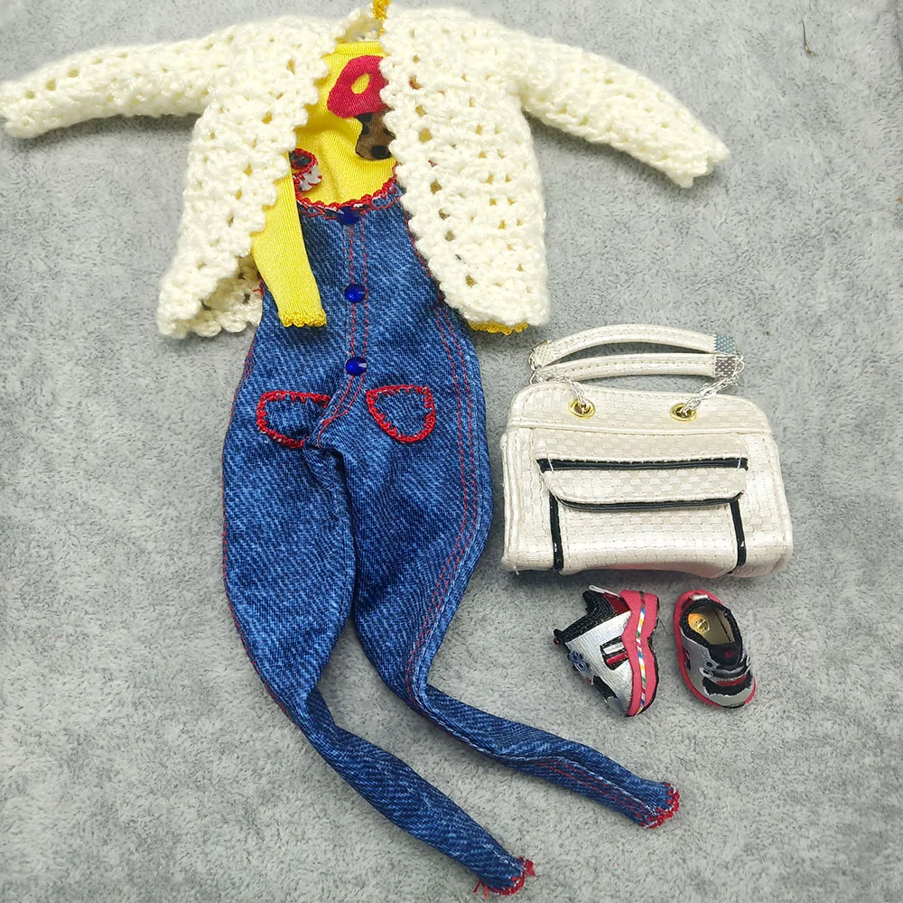 Модный вязаный шерстяной свитер для 1/6 аксессуары кукол Bjd джинсовая обувь сумка