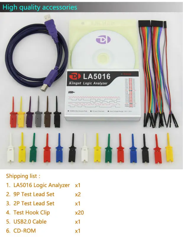 Kingst LA5016 USB Logic Analyzer 500M max sample rate,16Channels,10B samples, MCU,ARM,FPGA debug tool, English software 4