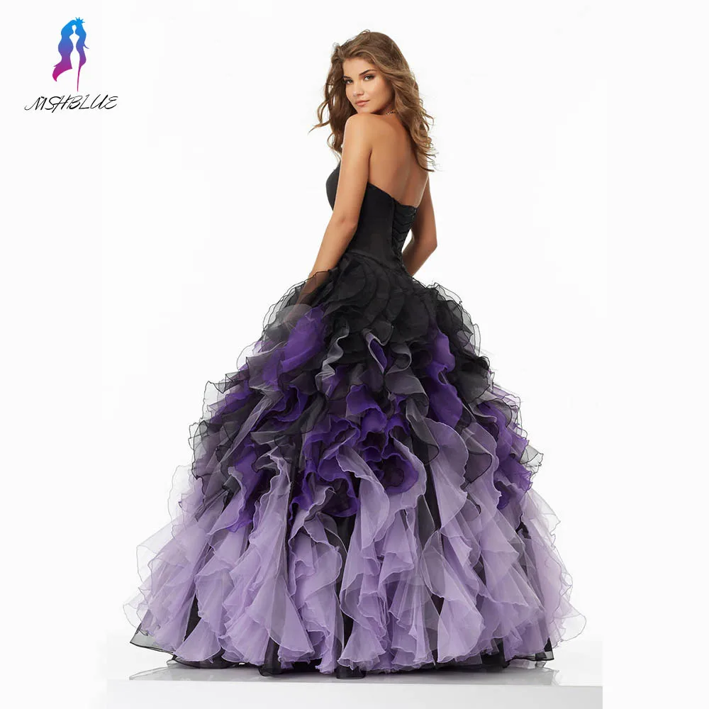 Классический контрастный цвет Vestido Дебютант Бальные платья милое платье из органзы со шнуровкой на спине 16