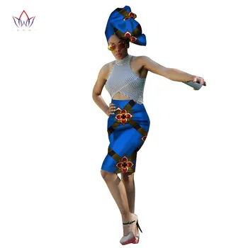 

Ankara Office Lady African Women Clothing African Print Skirts Ankara Crop Knee Length Midi Skirts With Free Headwear BRW WY1607
