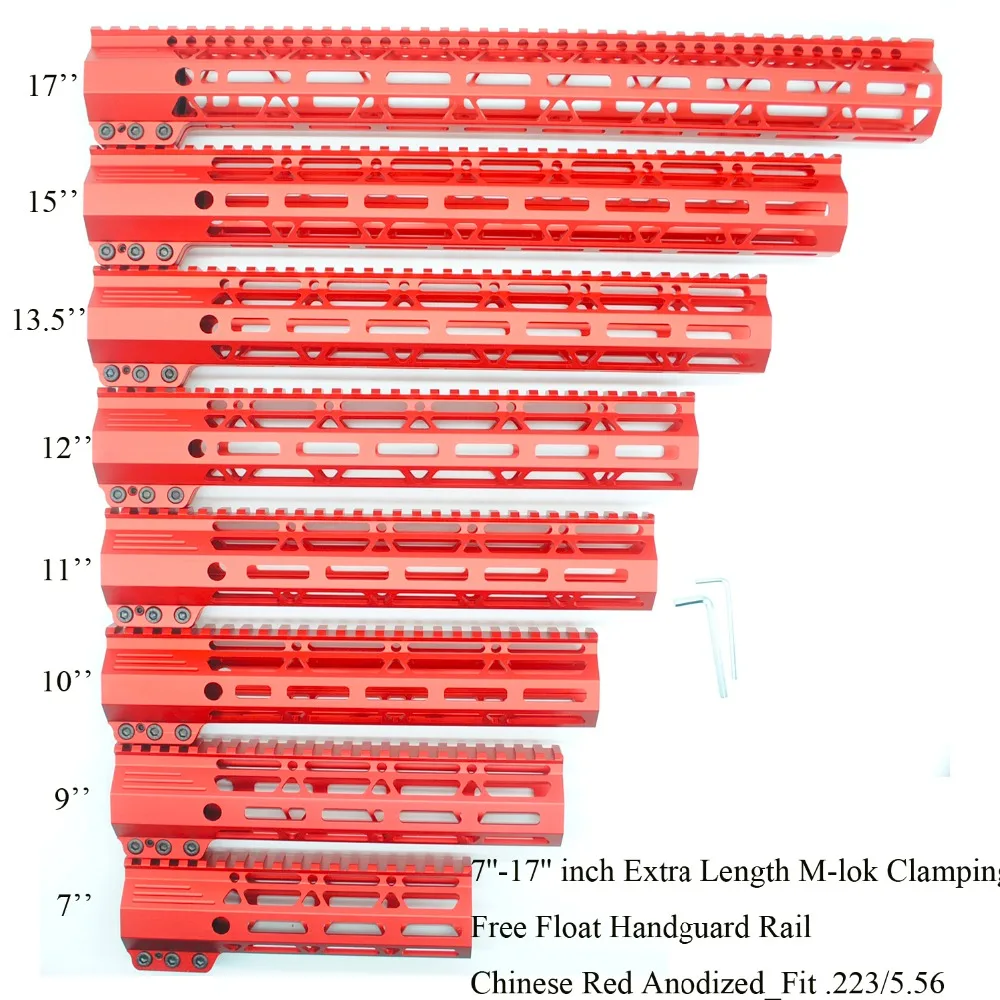 

AR15 Chinese Red Clamping Style 7'' 9'' 10'' 11'' 12'' 13.5'' 15'' Inch Length M-lok Handguard Rail Mount System
