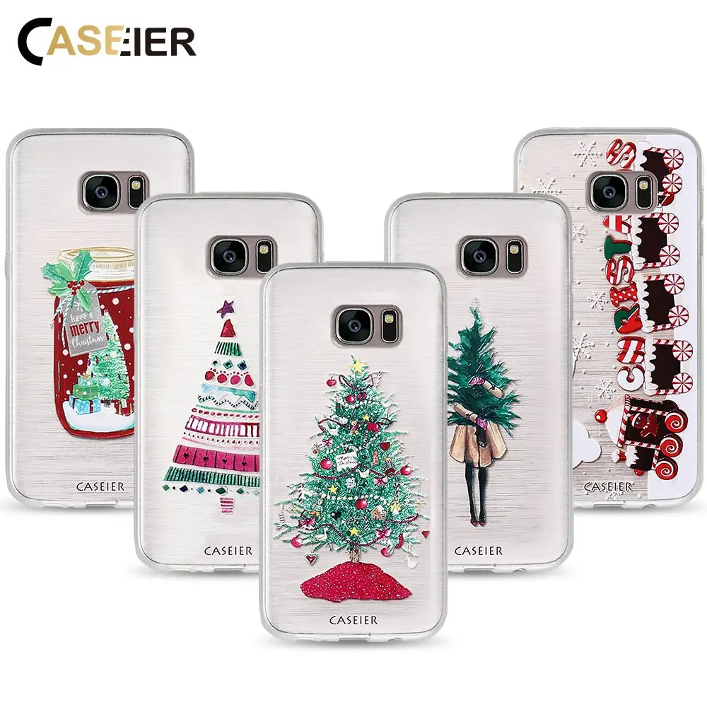 

CASEIER Phone Case For iPhone 7 6 6s Plus 5s SE Soft TPU Ultra-thin Merry Christmas Cover For Samsung S6 S7 Edge Silicone Shell