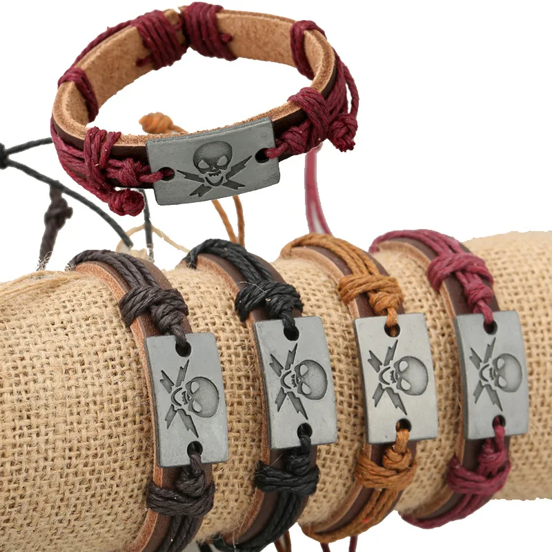 Brokenstone новый сплав черепа кожа Панк Мужчины и женщины браслет|women bracelet|leather punkbracelet