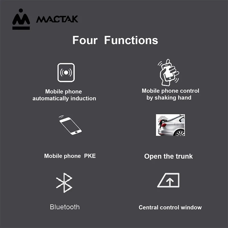 MACTAK Универсальный PKE смарт-ключ смартфон дистанционный запуск стоп-контроль Автомобильная сигнализация кнопка безопасности с IOS Пассивный вход без ключа