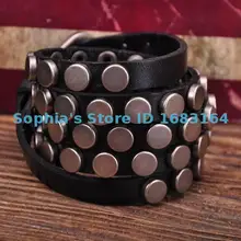 S317 Черный Рок R& B круглые Шпильки Мульти 5-wrap кожаные силиконовые браслеты мужские