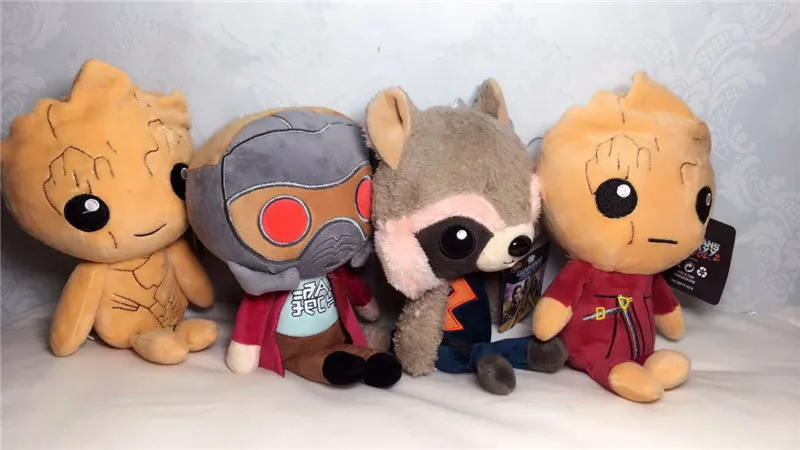 Новые стражи Галактики Vol. 2 Плюшевые игрушки Gamora Rocket енот Peluche куклы фильм мультфильм подарок 4 шт./партия 20 см