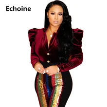 Women Sexy V-neck Velvet Jacket Long Sleeve Ruffle Bodycon Tops Female Clubwear Outfit Crop Top Party Tops Elegant Streetwear 