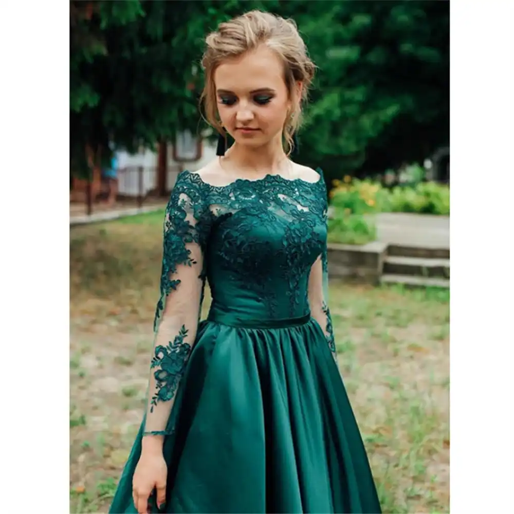 vestido ombro a ombro manga longa festa