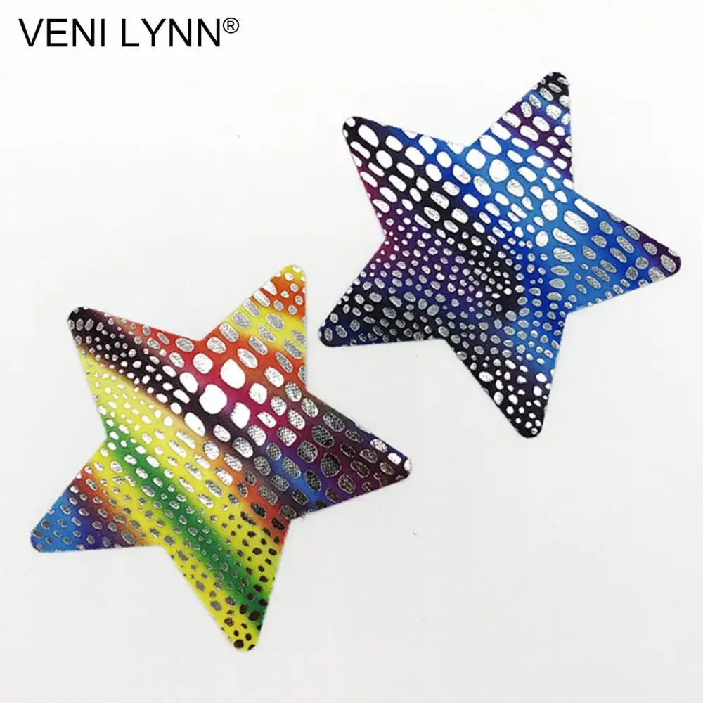 VENI LYNN, 5 пар, одноразовые наклейки с рисунком рыбьей чешуи, Лепестки сосков, секс-звезды, сердечки, наклейки на грудь, цветные покрытия для Breas - Цвет: 5 Pairs