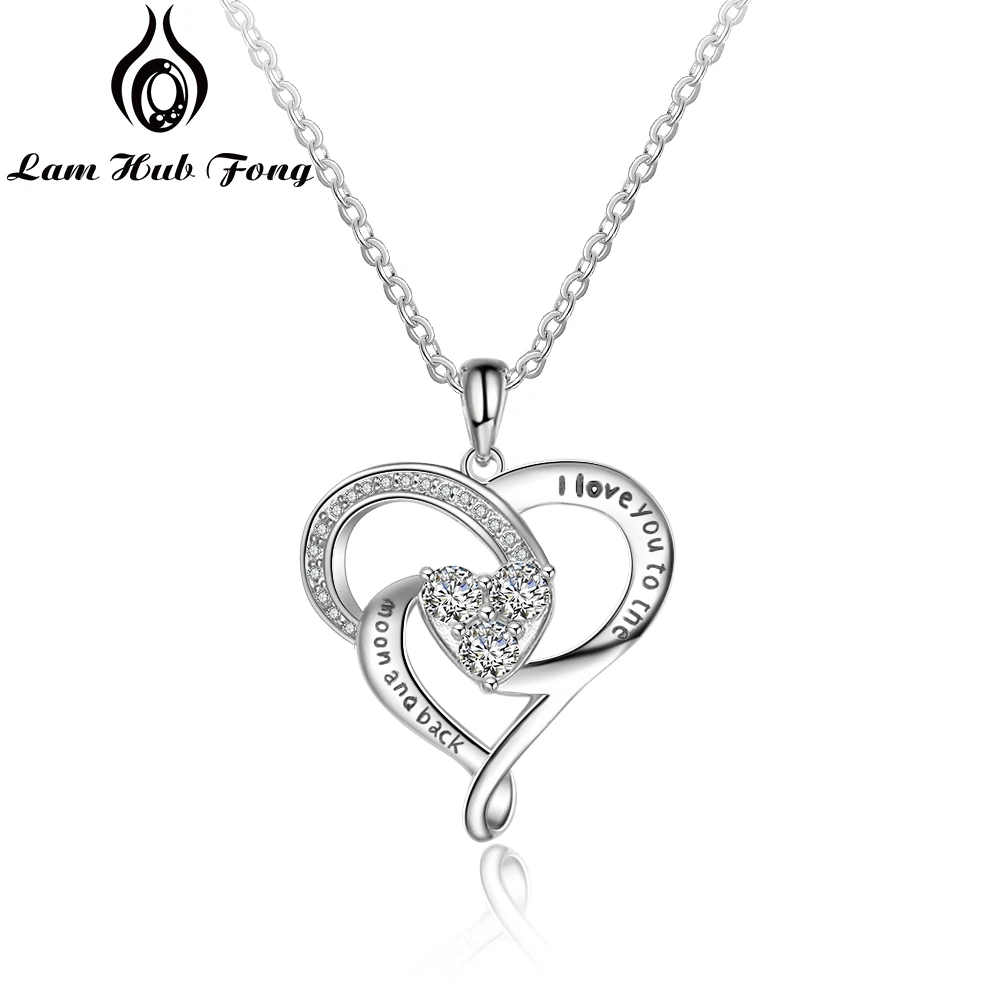 &quotI Love You To the Moon and Back&quot 925 пробы Серебряное ожерелье с подвеской в виде сердца