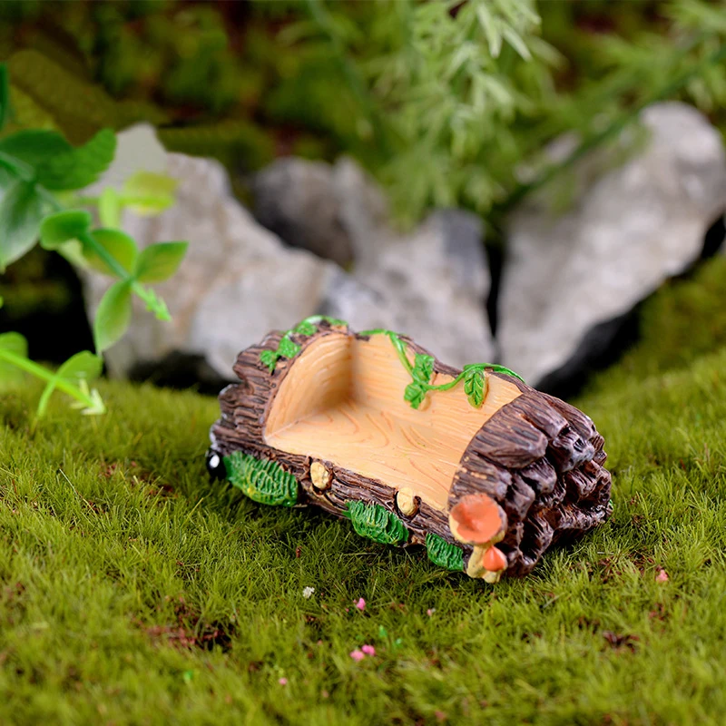

1pc Creative Resin Double Seat Wooden Stool Ornaments DIY Moss Micro Landscape World Ornament Decoration