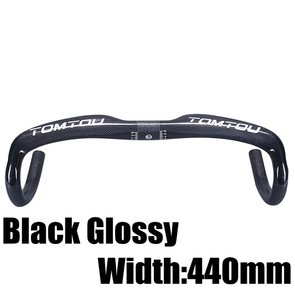Glossy Black 440mm TOMTOU черный матовый/глянцевый 3 к карбоновый шоссейный руль 400/420/440 мм Велоспорт Road изогнутый руль для велосипеда велосипед запчасти - Цвет: Glossy Black 440mm