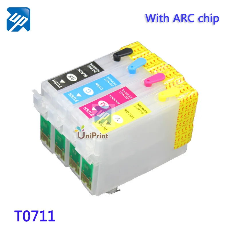 T0711 10 наборов перезаправляемых картриджей для epson S20/SX100/SX105/SX109/SX200/SX205/SX209 B40W Большая скидка