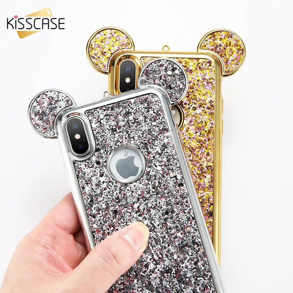 Kisscase Украшение Чехол для iPhone 7 6 plus чехол Блестящий силиконовый 5S SE 5 мягкий TPU X