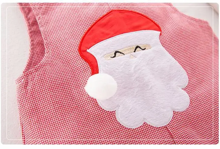 Милые летние костюмы для новорожденных девочек, костюмы для рождественской вечеринки, ползунки в клеточку с Санта Клаусом, одежда для маленьких мальчиков и девочек