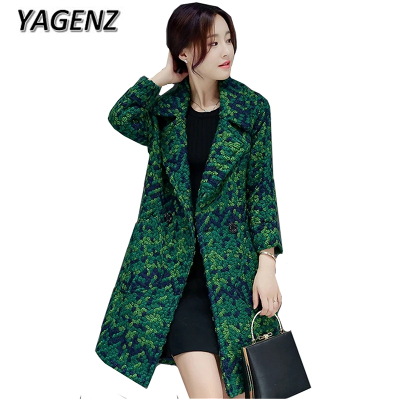YAGENZ 2017 Winter Double breasted Women Woolen Jacket