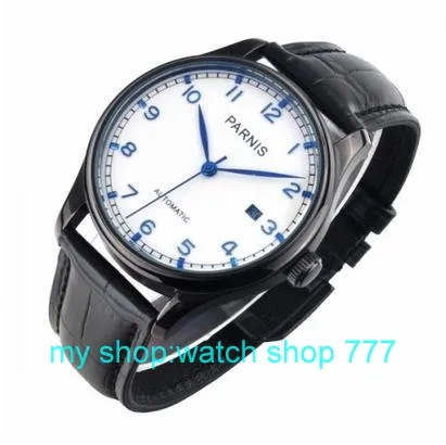 2016 new fashion 43mm PARNIS Asian ST2530 automatic mechanical movement men s watch PVC black watchcase