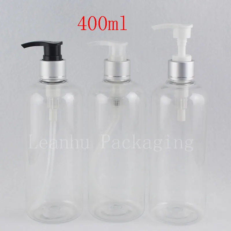 400cc Shampoo Bottle Transparent Plastic Silver Aluminum Collar Dispenser Liquid Soap Dispenser Lotion Containers Pump 400ml Lotion Containers Shampoo Bottleplastic Pump Containers Aliexpress