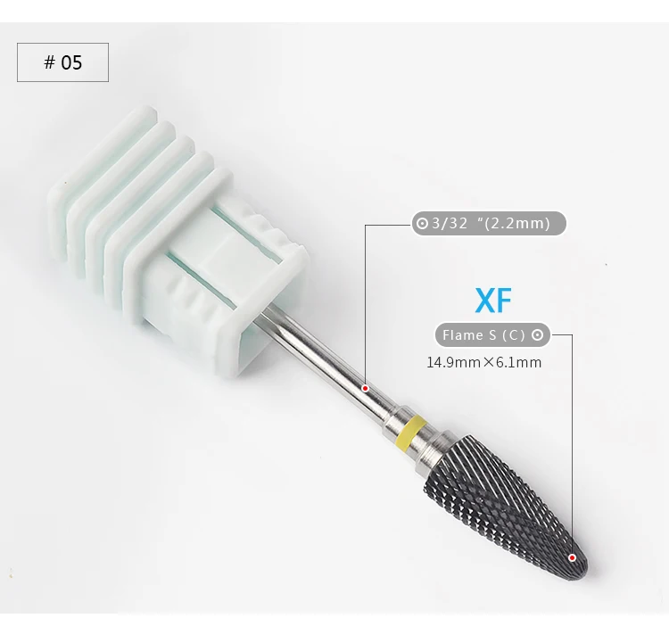 1 шт. Черные Керамические сверла 3/3" для дизайна ногтей 5 типов фрезы для маникюра пилка для электрического устройства Аксессуары для машины инструменты для очистки - Цвет: XF