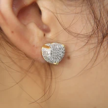 Новинка г. 925 стерлингового серебра серьги Screwback Золото Серебро Цвет Настоящее зубец микро проложить AAA CZ сердце женщины серьги