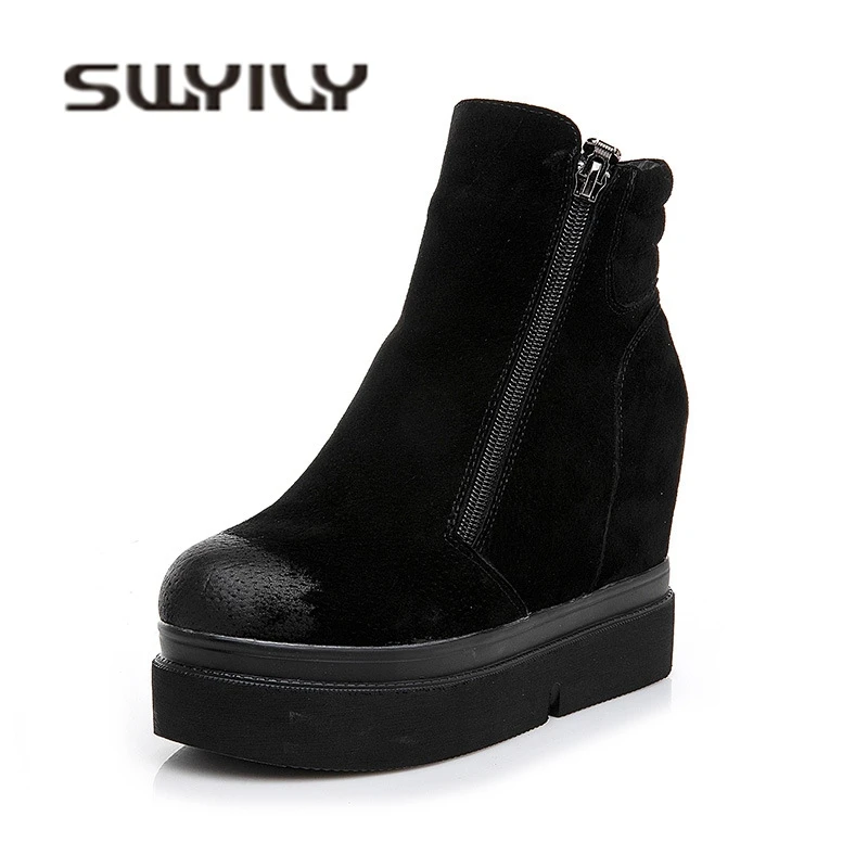 SWYIVY High Top Ladies Shoe Ankle Belt Women Sneakers Autumn Casual Shoes Woman Genuine Leather Platform Sneakers For Women