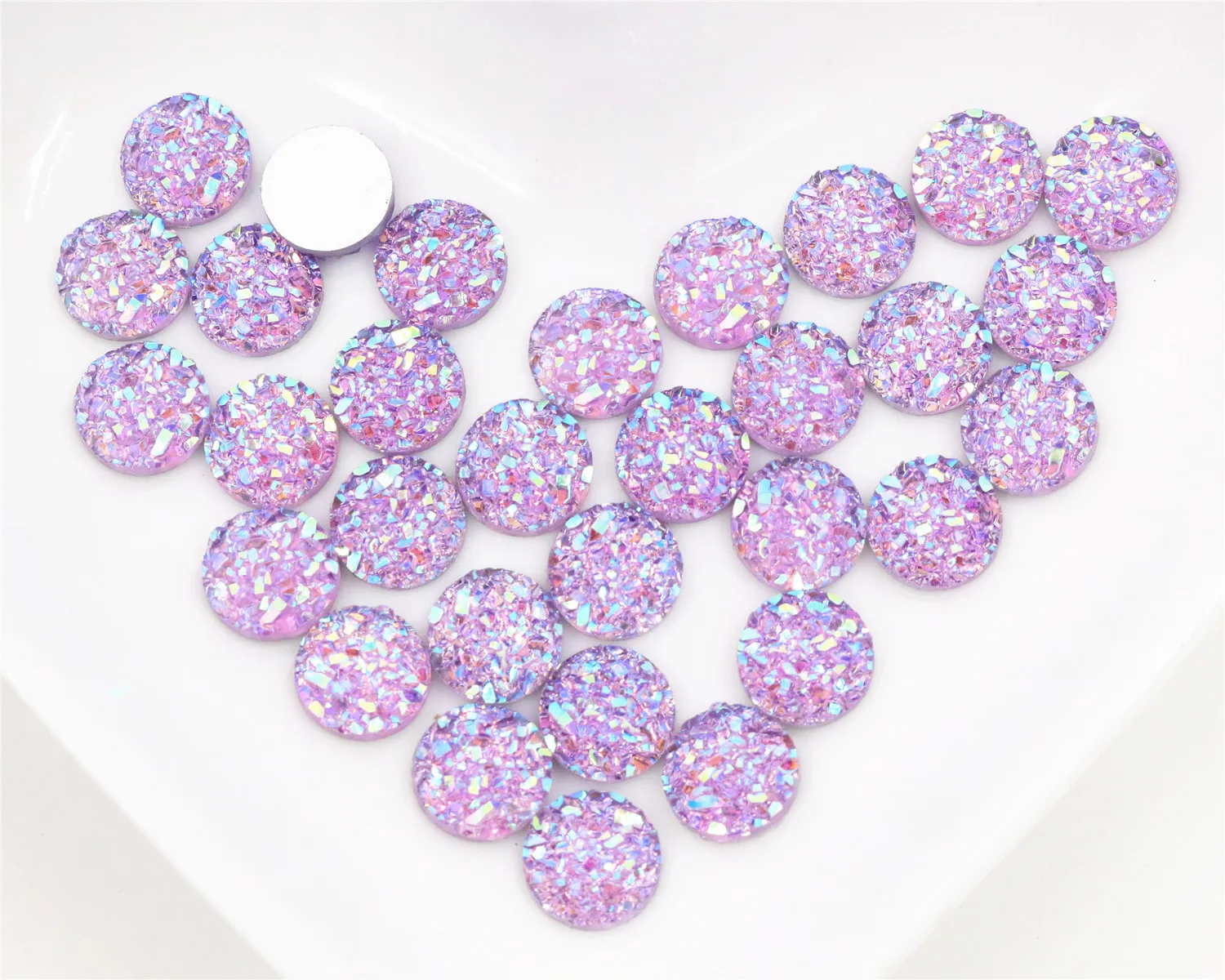 

New Fashion 8mm 40pcs Purple AB Colors Natural ore Style Flat back Resin Cabochons For Bracelet Earrings accessories-O5-14