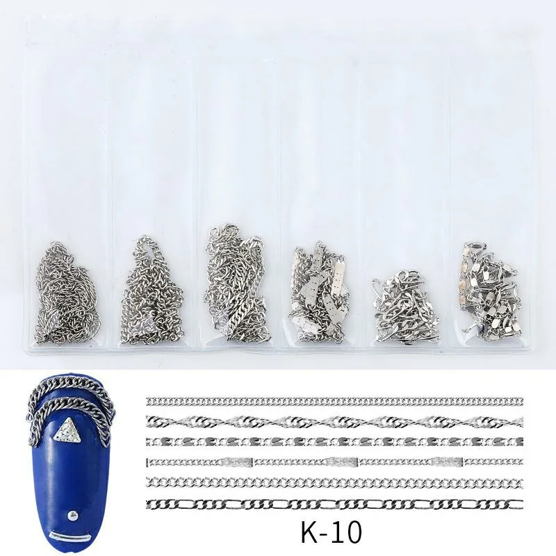 Металлические 3D украшения для ногтей, золотая металлическая цепочка, многоразмерная цепочка для самостоятельной сборки, подвески, 3D аксессуары для ногтей, маникюра - Цвет: SS03233