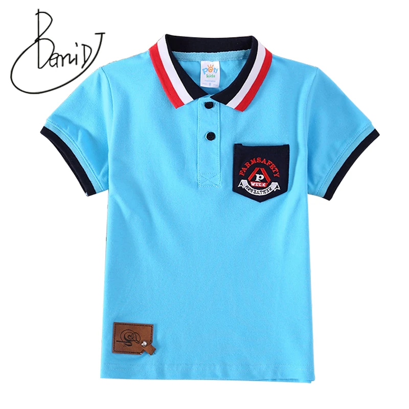 

New 2019 Summer Boys Short Sleeve Striped T-Shirt kids summer clothing Turn-down Collar boys t shirt Children Clothes 2-6 Years