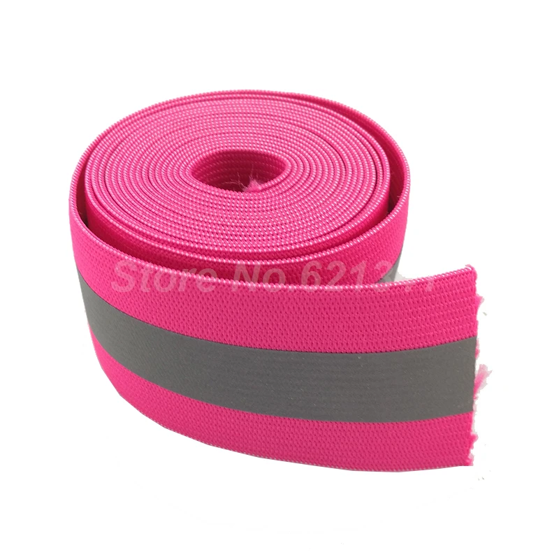 

Pink Reflective Elastic Tape Band Cord Belt Fabric Wide 40mmx15mm 2meter.