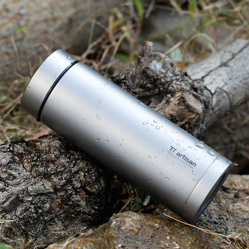 Tiartisan exterior de titanio de aislamiento termo con té Filtro de doble pared de beber hervidor de agua 400 ml Ta8401Ti