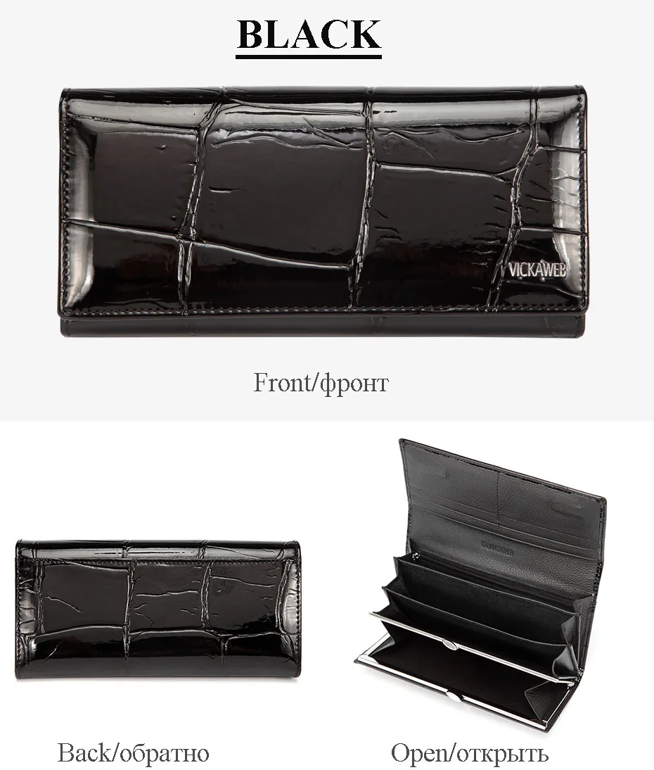 VICKAWEB Magnetic Hasp Wallet Women Genuine Leather Wallet Female Fashion Women Wallets Long Womens Wallets and Lady Coin Purses-VK1777-019