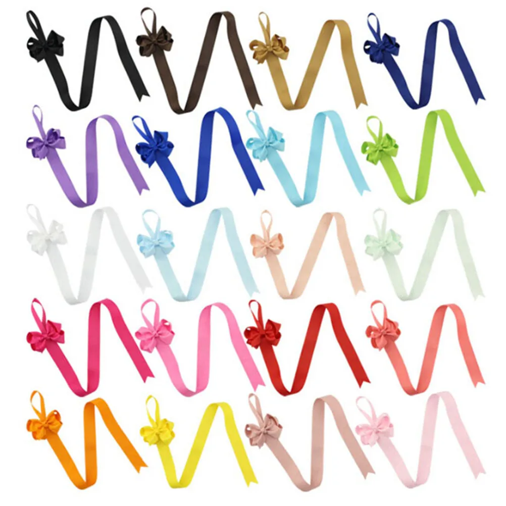 

2Pcs Pure Color Girls Hair Bow Grosgrain Ribbon Kids Hair Clip Holder Storage Organizer Flower Barrette Holders Hair Accessories