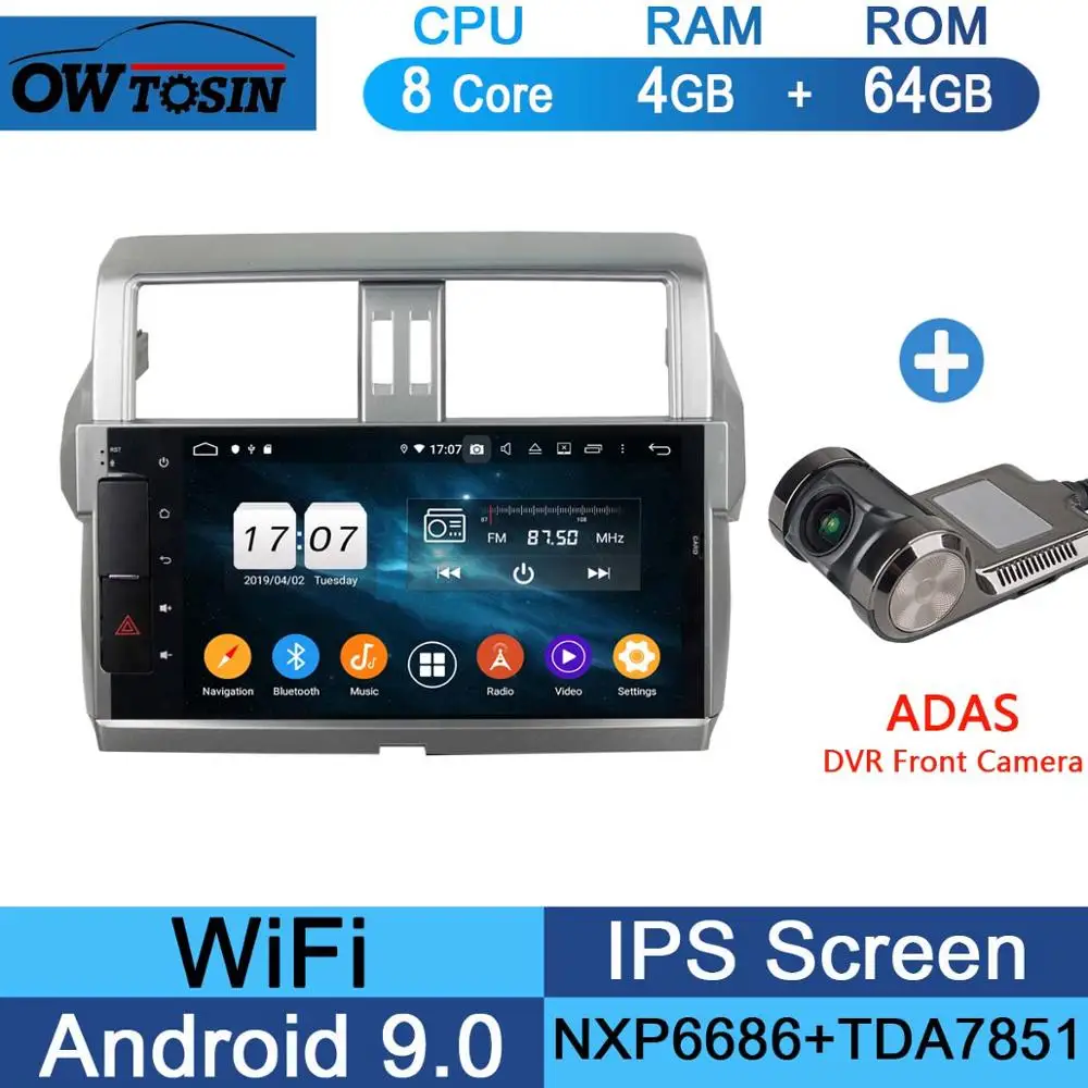 10," ips Android 9,0 8 Core 4G+ 64G Автомобильный мультимедийный dvd-плеер для Toyota Prado LC150 150 Land Cruiser 2013- DSP CarPlay радио - Цвет: 64G Adas Camera