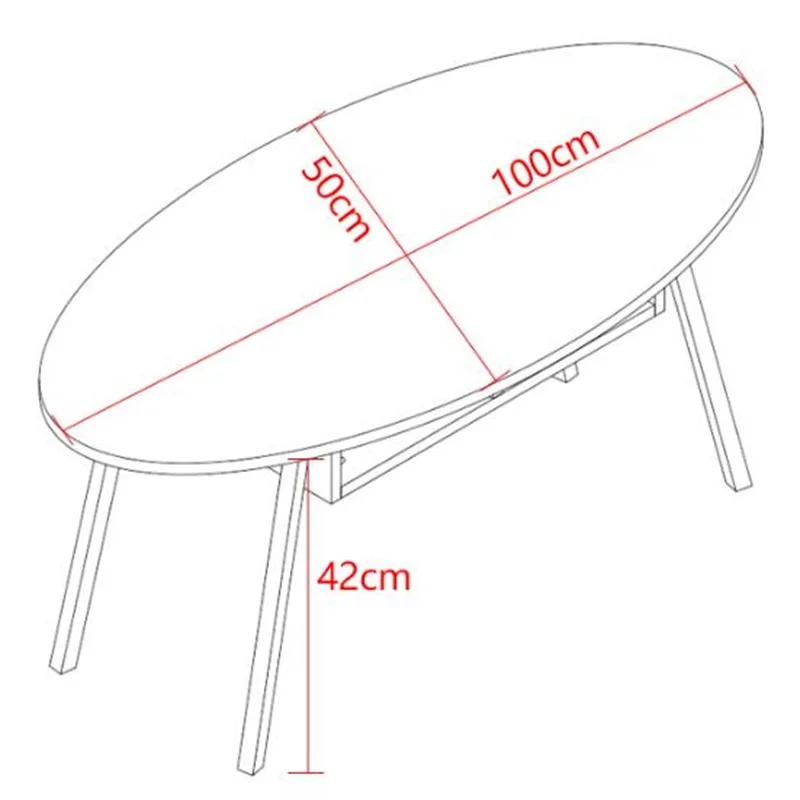 100x50x42CM Modern Oval Wood Bedside Table Sofa Side Coffee Table Living Room Tea Table Storage Cabinet