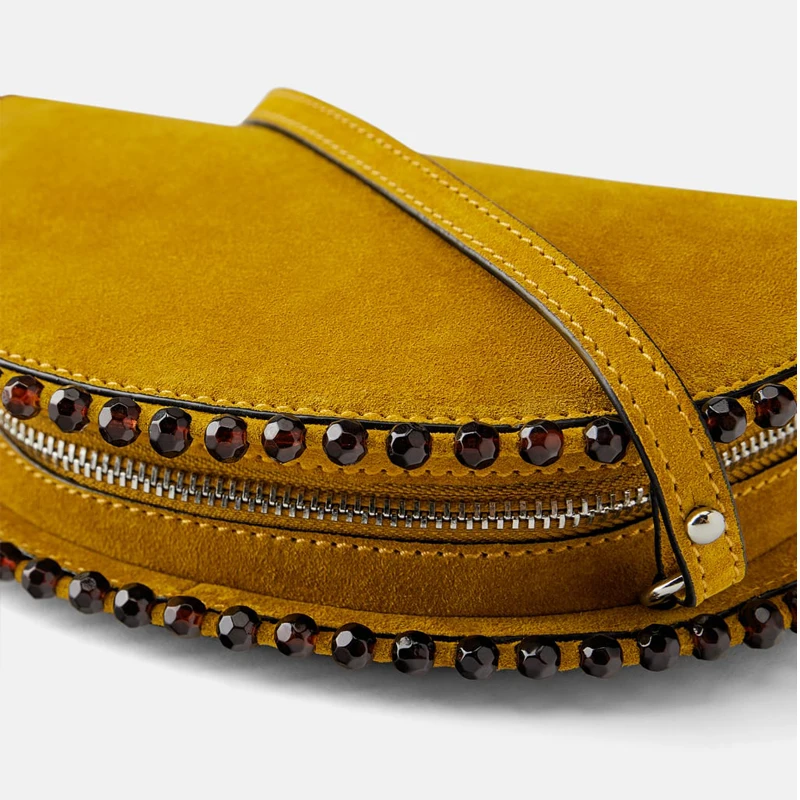 Hight Quality Pu Leather Women'S Shoulder Saddle Crossbody Bags Rivet Half Moon purses and handbags Zipper Bolsas Mujer Brand
