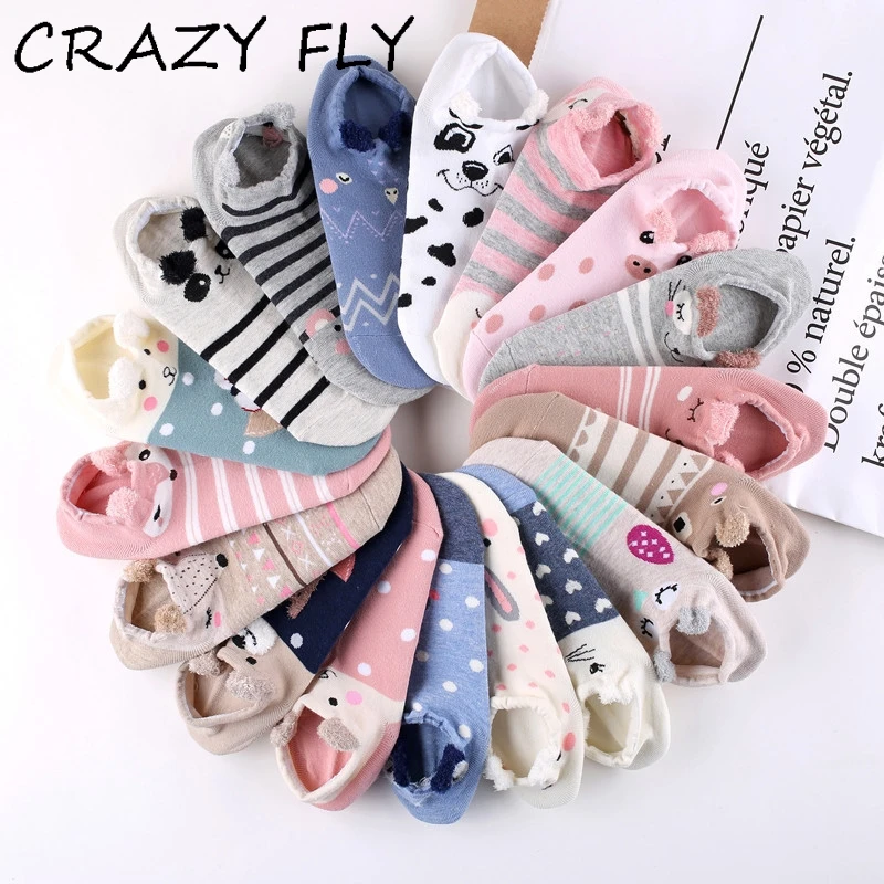 Носки женские повседневные из хлопка в полоску с 3D принтом|animal cotton socks|socks femalecotton