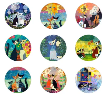 

5pcs16mm20mm25mm Colorful Cats Family Colorful for Animal Lover Handmade Photo Glass Drop Style Cabochons Jewelry Accessories
