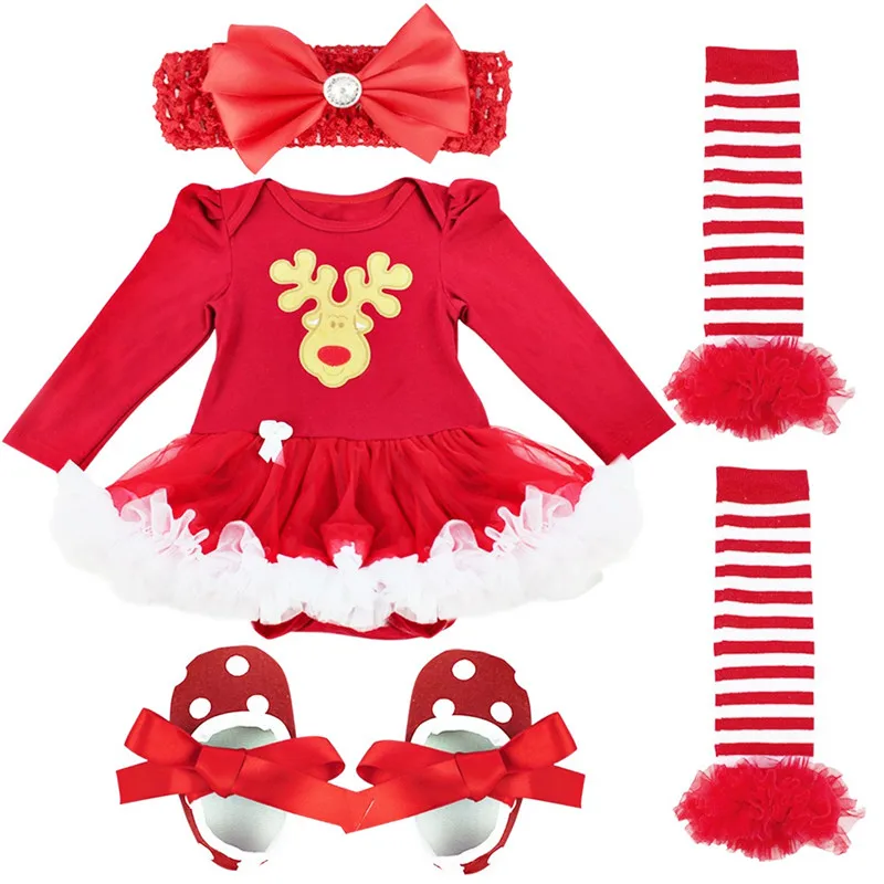 Рождественский комбинезон для маленьких девочек, платье на первый день рождения для новорожденных девочек, праздничная одежда для ролевых игр, платье для маленьких девочек 0-9 месяцев