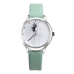 Модные женские часы с принтом ананаса дамы Искусственная кожа аналоговые кварцевые часы reloj mujer Малый женская обувь для отдыха часы relogio
