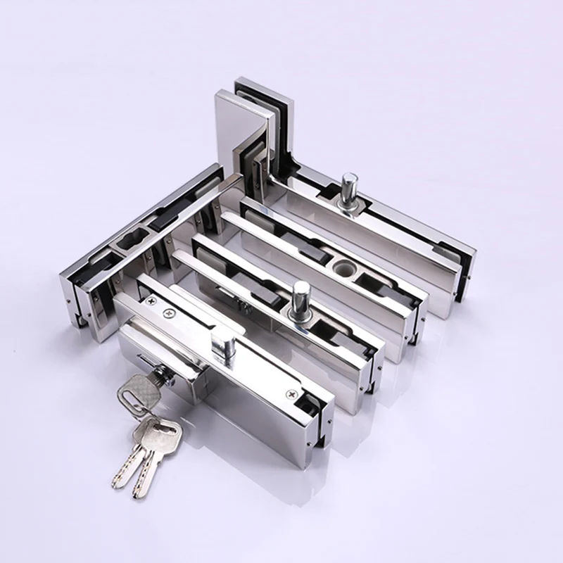 Durable Frameless Glass Clamps Stainless Steel Floor Spring Sliding