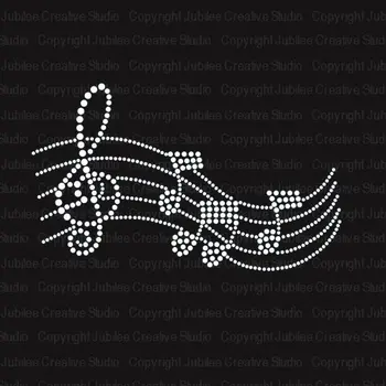 

2pc/lot Music Melody Iron On Rhinestone Crystal Iron On hot fix rhinestone motif iron on transfers motif transfer on design