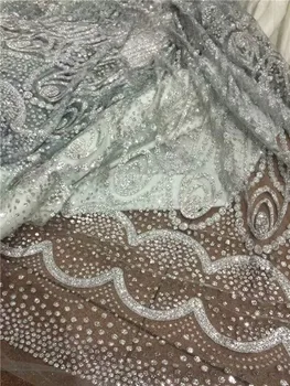 

Elegant silver tulle lace fabric French net lace fabric with glitter for evening dress UN78(5yards/pc)