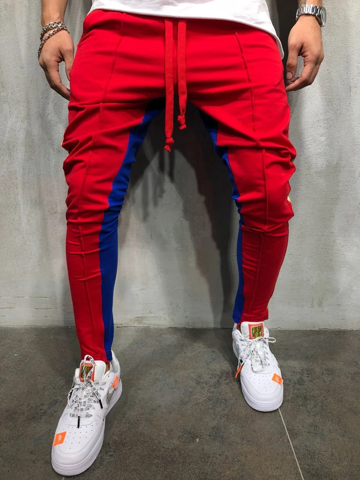 ZOGAA Новые 5 цветов модные мужские длинные тренировочные брюки с цветным блоком в стиле хип-хоп фитнес брюки на молнии для ног брюки большого размера m-xxxl
