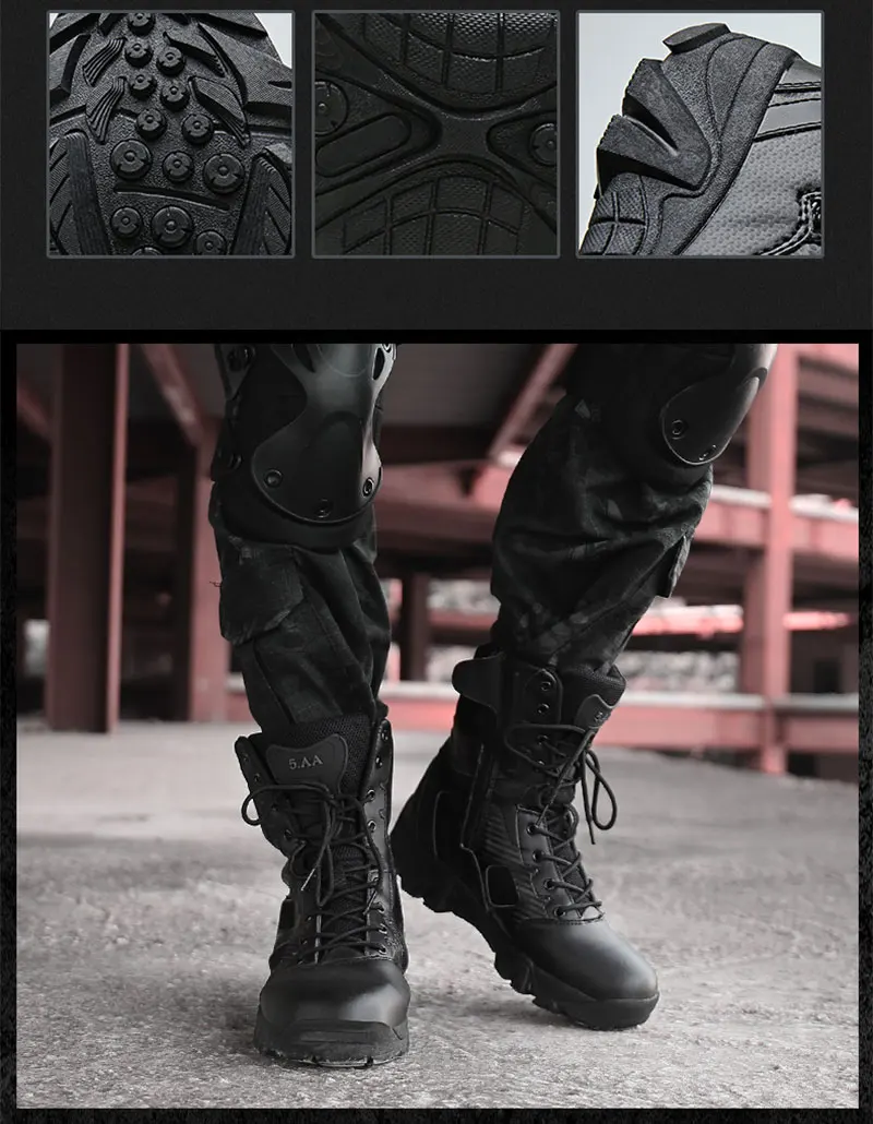 Military Tactical Mens Boots Special Force Leather Waterproof Desert Combat Ankle Boot Army Work Shoes Plus Size 39-47 (9)